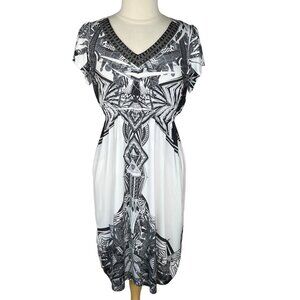 Apt 9 Dress Womens Medium Black White Jeweled Neck New